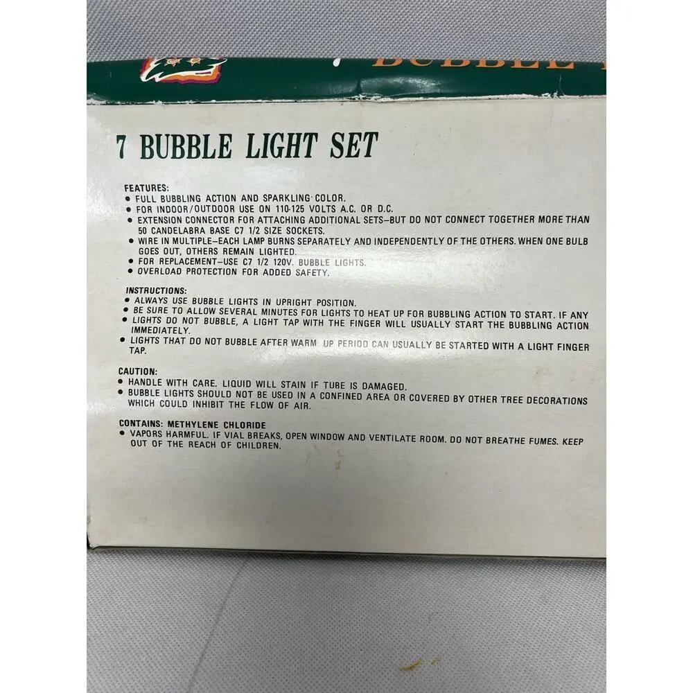 VTG Bubbling Lights Christmas Tree Holiday Decorative - 7 light set
